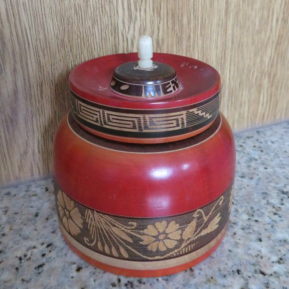 Mexican Wood Trinket Bowl/Box Handcrafted 4" x 3.5" x 1.75" (88V) - Picture 1 of 7